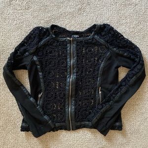 Black leather and lace jacket